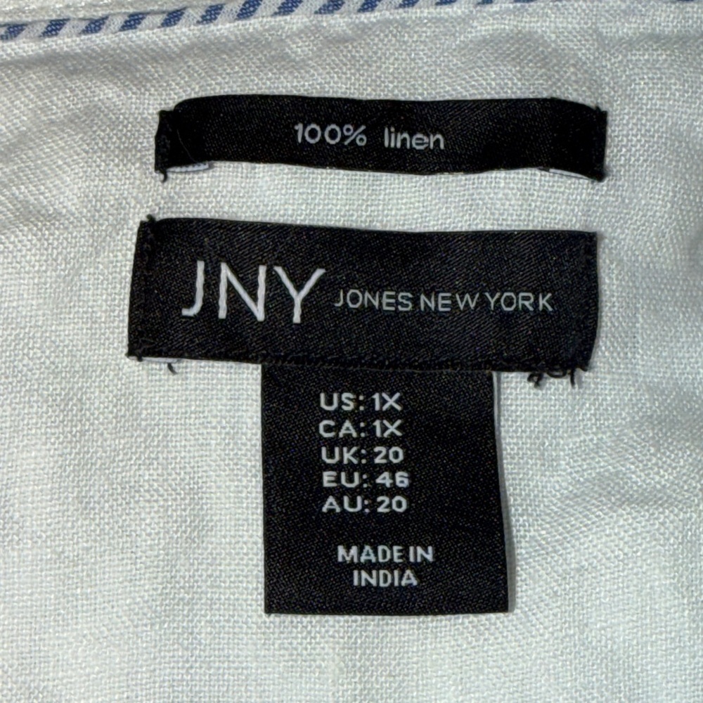 Jones New York women 1x xl 16 18 Jacket coat white linen spring summer casual - Picture 7 of 8